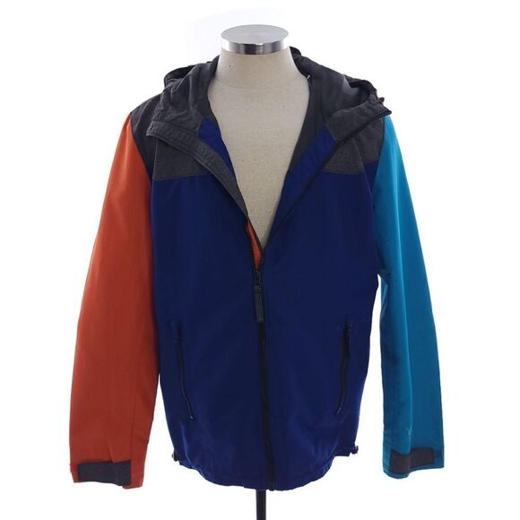 American Eagle Men's Size Large Color Block Blue Orange Full Zip Hooded Jacket - Picture 2 of 12